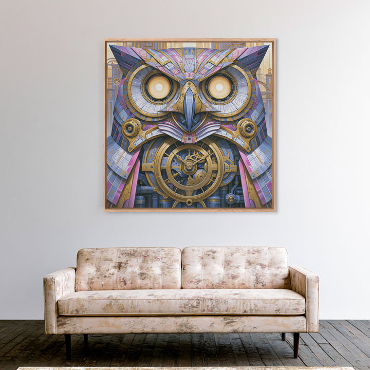 Brass Clockwork Owl Canvas Print, Steampunk Art, Room Decor, Living Room Decor, Fine Art, Mechanic, Original Art, Art Nouveau, STE-1x1-49