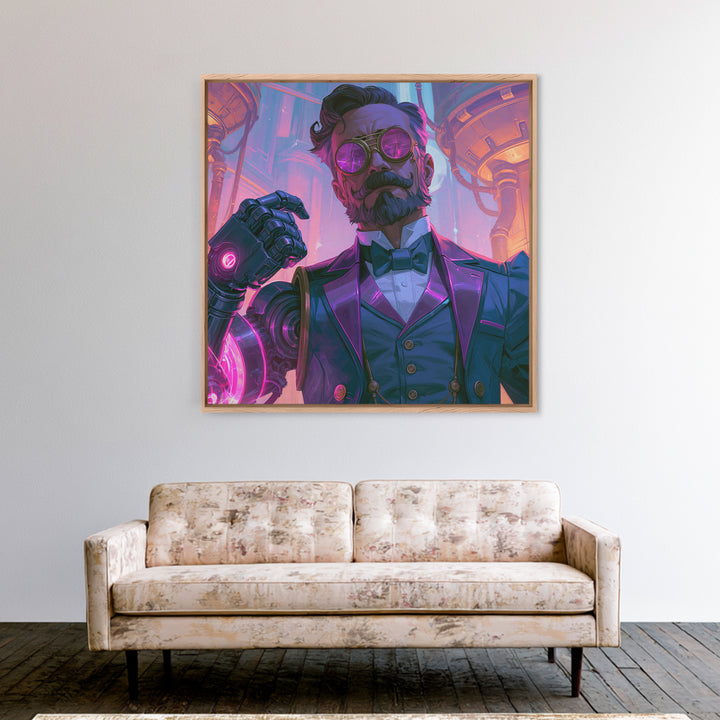 Victorian Inventor Portrait Canvas Print, Steampunk Art, Abstract Art Print, Living Room Decor, Fine Art, Mechanic, STE-1x1-55