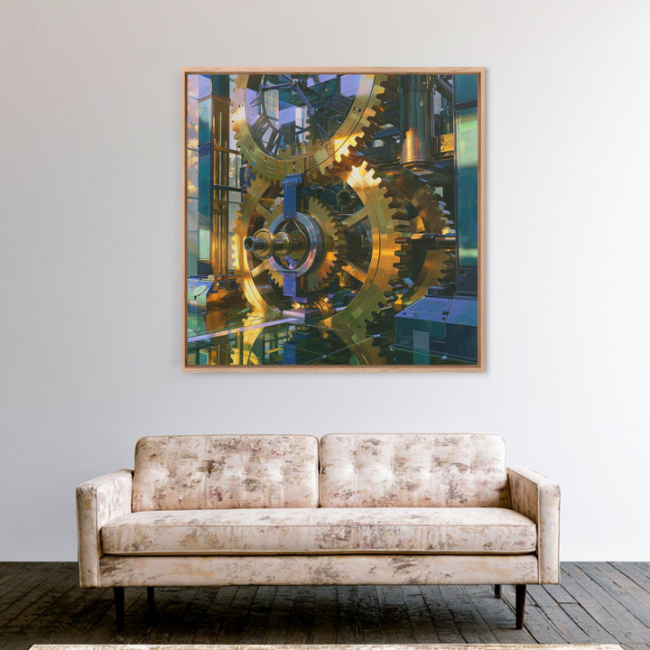 Clock Tower Gears Canvas Print, Steampunk Art, Minimalist Decor, Living Room Decor, Fine Art, Mechanic, Abstract Art, STE-1x1-85