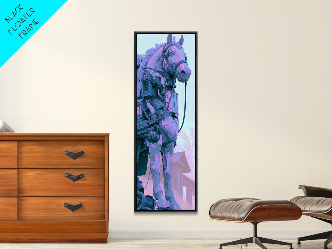 Steam Powered Horse Canvas Print, Steampunk Art, Printable Art, Living Room Decor, Oil Painting, Mechanic, Steampunk Decor, STE-1x3-27