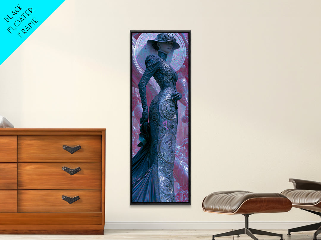 Victorian Lady with Clockwork Dress Details Canvas Print, Steampunk Art, Fine Art Print, Living Room Decor, Fine Art, Mechanic, STE-1x3-5