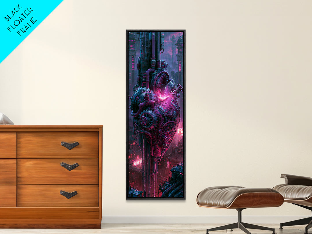 Gear Heart with Pipes and Valves Canvas Print, Steampunk Art, Boho Wall Art, Living Room Decor, Fine Art, Mechanic, Dark Art, STE-1x3-56