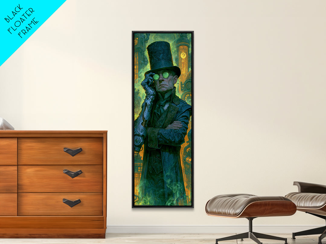 Victorian Inventor Portrait Canvas Print, Steampunk Art, Abstract Art Print, Living Room Decor, Fine Art, Mechanic, STE-1x3-67