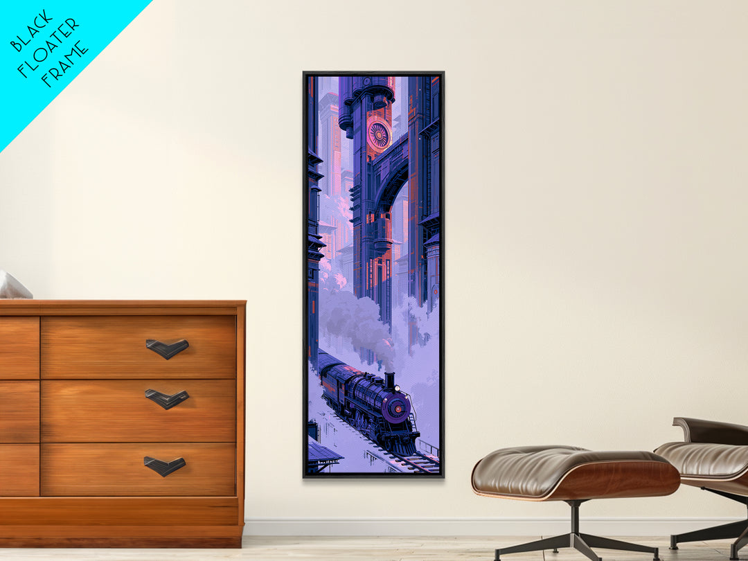 Steam Locomotive Racing Through Fog Canvas Print, Steampunk Art, Wall Art, Living Room Decor, Oil Painting, Mechanic, STE-1x3-90