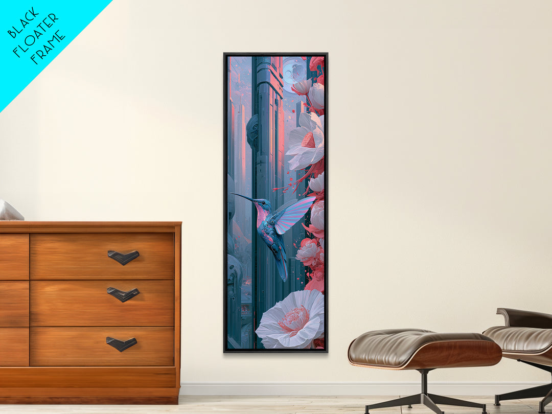 Mechanical Hummingbird Hovering Near Flower Canvas Print, Steampunk Art, Digital Art, Living Room Decor, Fine Art, Mechanic, STE-1x3-93