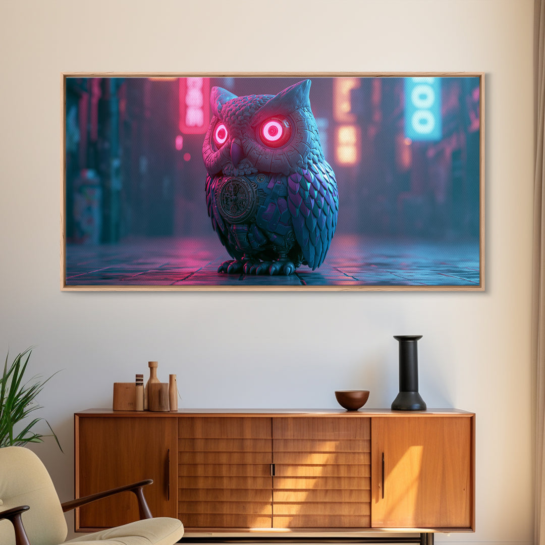 Brass Clockwork Owl Canvas Print, Steampunk Art, Living Room Decor, Oil Painting, Mechanic, Whimsigoth Decor, STE-2x1-21