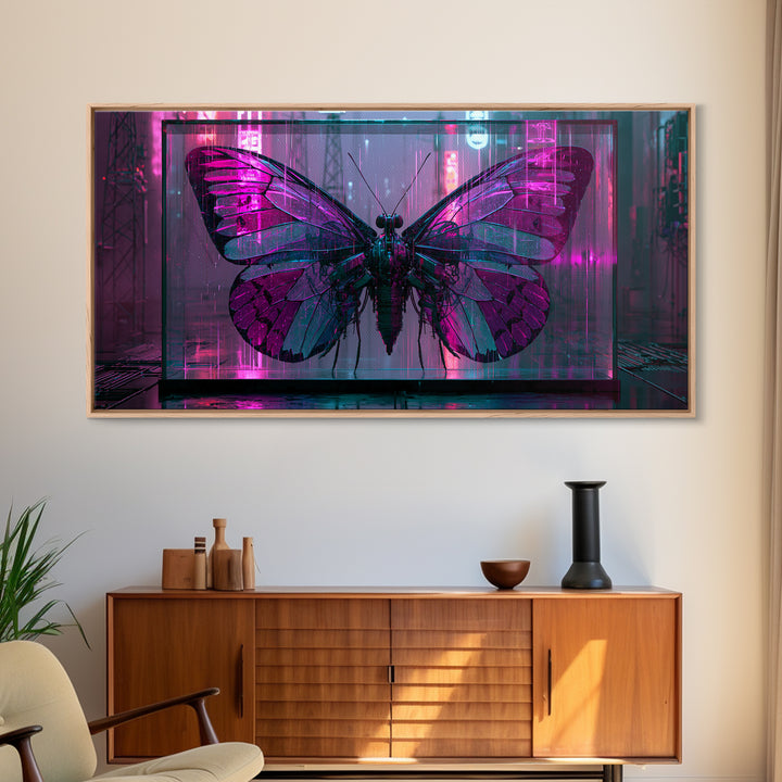 Mechanical Butterfly Specimen Framed Canvas Print, Steampunk Art, Contemporary Art, Living Room Decor, Fine Art, Mechanic, STE-2x1-34
