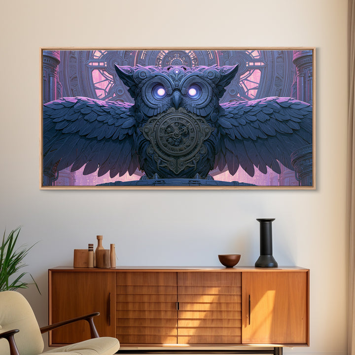 Brass Clockwork Owl Canvas Print, Steampunk Art, Wall Art Print, Living Room Decor, Fine Art, Mechanic, Gallery Decor, STE-2x1-93