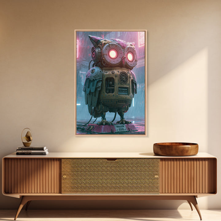 Brass Clockwork Owl Canvas Print, Steampunk Art, Cat Art, Living Room Decor, Oil Painting, Mechanic, Fine Art Print, STE-2x3-57