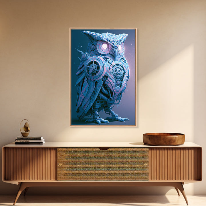 Brass Clockwork Owl Canvas Print, Steampunk Art, Cat Art, Living Room Decor, Oil Painting, Mechanic, Fine Art Print, STE-2x3-81
