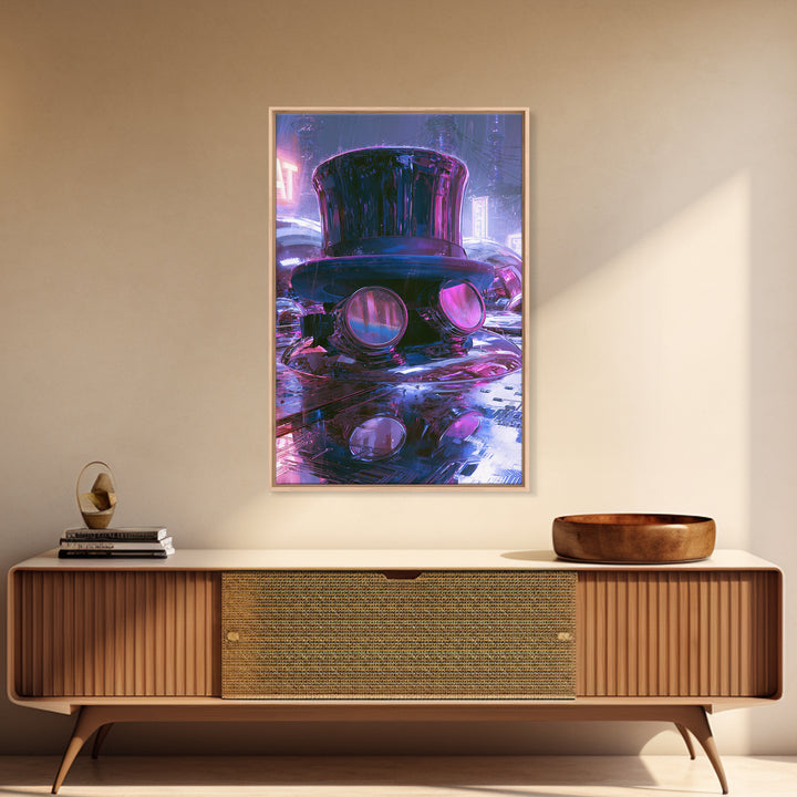 Top Hat and Goggles Still Life Framed Canvas Print, Steampunk Art, Modern Decor, Living Room Decor, Fine Art, Mechanic, STE-2x3-84