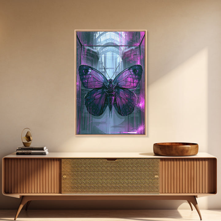 Mechanical Butterfly Specimen Framed Canvas Print, Steampunk Art, Digital Print, Living Room Decor, Fine Art, Mechanic, STE-2x3-94