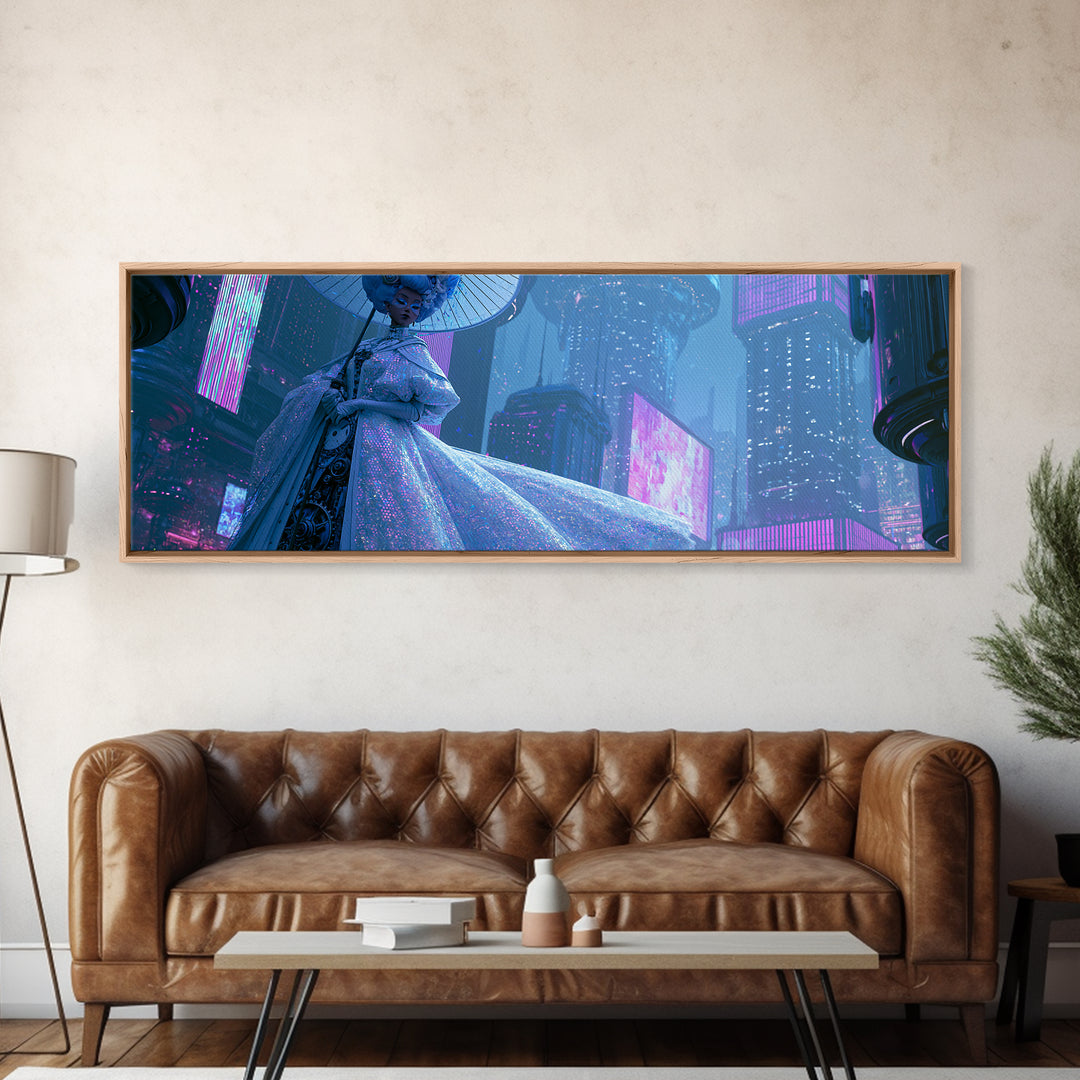Victorian Lady with Clockwork Dress Details Canvas Print, Steampunk Art, Modern Art, Living Room Decor, Fine Art, Mechanic, STE-3x1-33