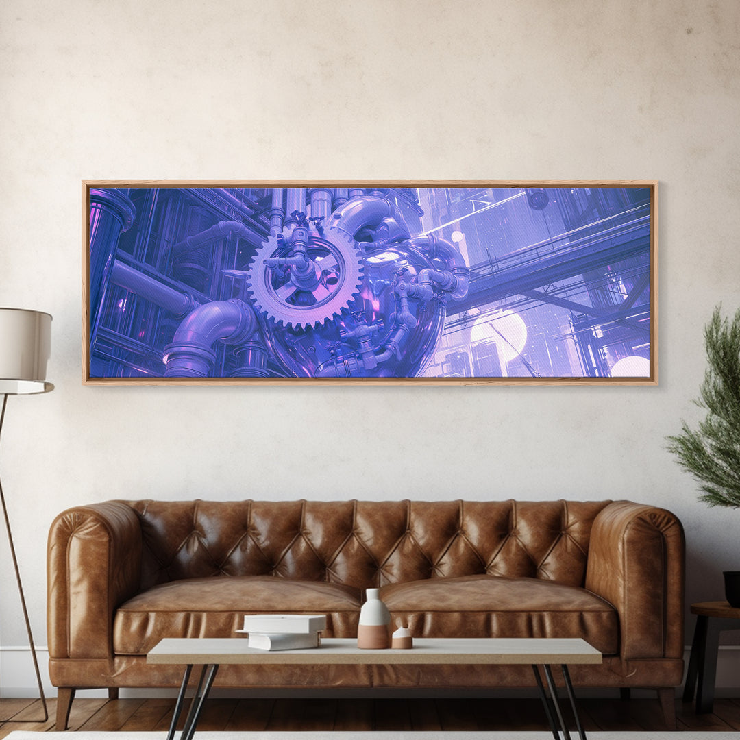 Gear Heart with Pipes and Valves Canvas Print, Steampunk Art, Gallery Decor, Living Room Decor, Fine Art, Mechanic, Wall Art, STE-3x1-36