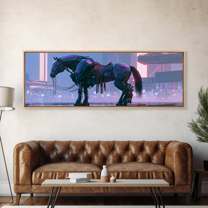 Steam Powered Horse Framed Canvas Print, Steampunk Art, Wall Decor, Living Room Decor, Fine Art, Mechanic, Whimsical Decor, STE-3x1-55