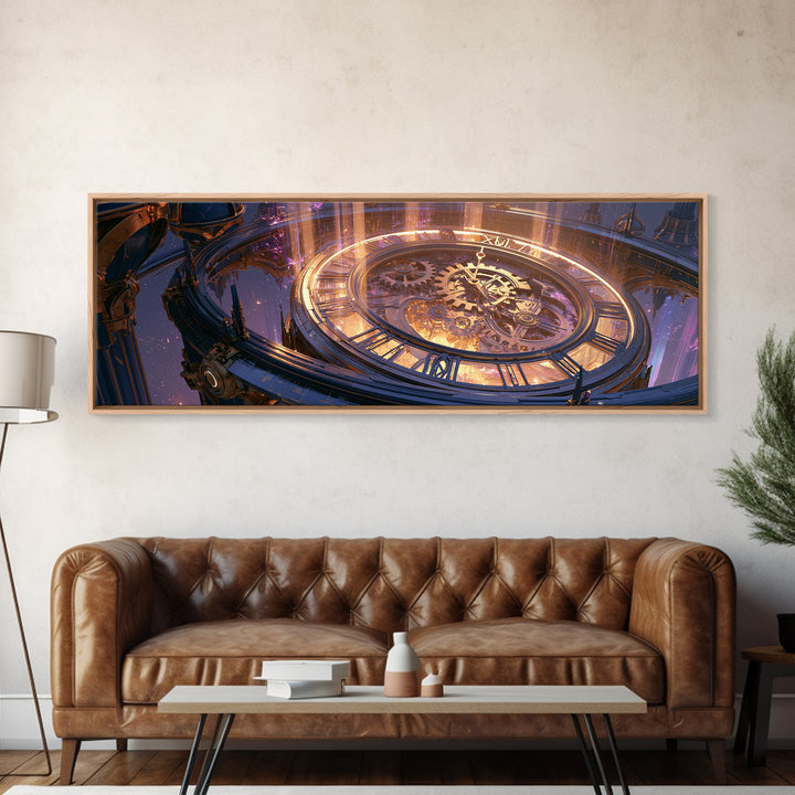 Clock Tower Gears Framed Canvas Print, Steampunk Art, Steampunk Decor, Living Room Decor, Fine Art, Mechanic, Textured Painting, STE-3x1-77