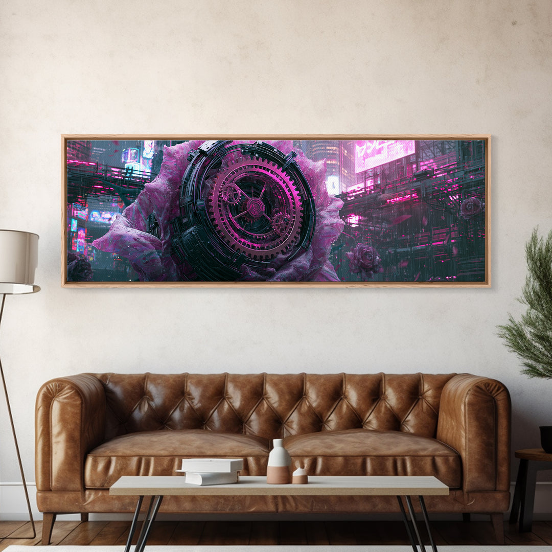 Mechanical Rose Made of Copper Gears Canvas Print, Steampunk Art, Digital Art, Living Room Decor, Fine Art, Mechanic, STE-3x1-91
