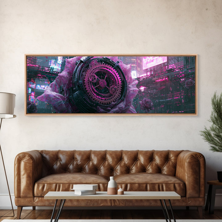 Mechanical Rose Made of Copper Gears Canvas Print, Steampunk Art, Digital Art, Living Room Decor, Fine Art, Mechanic, STE-3x1-91