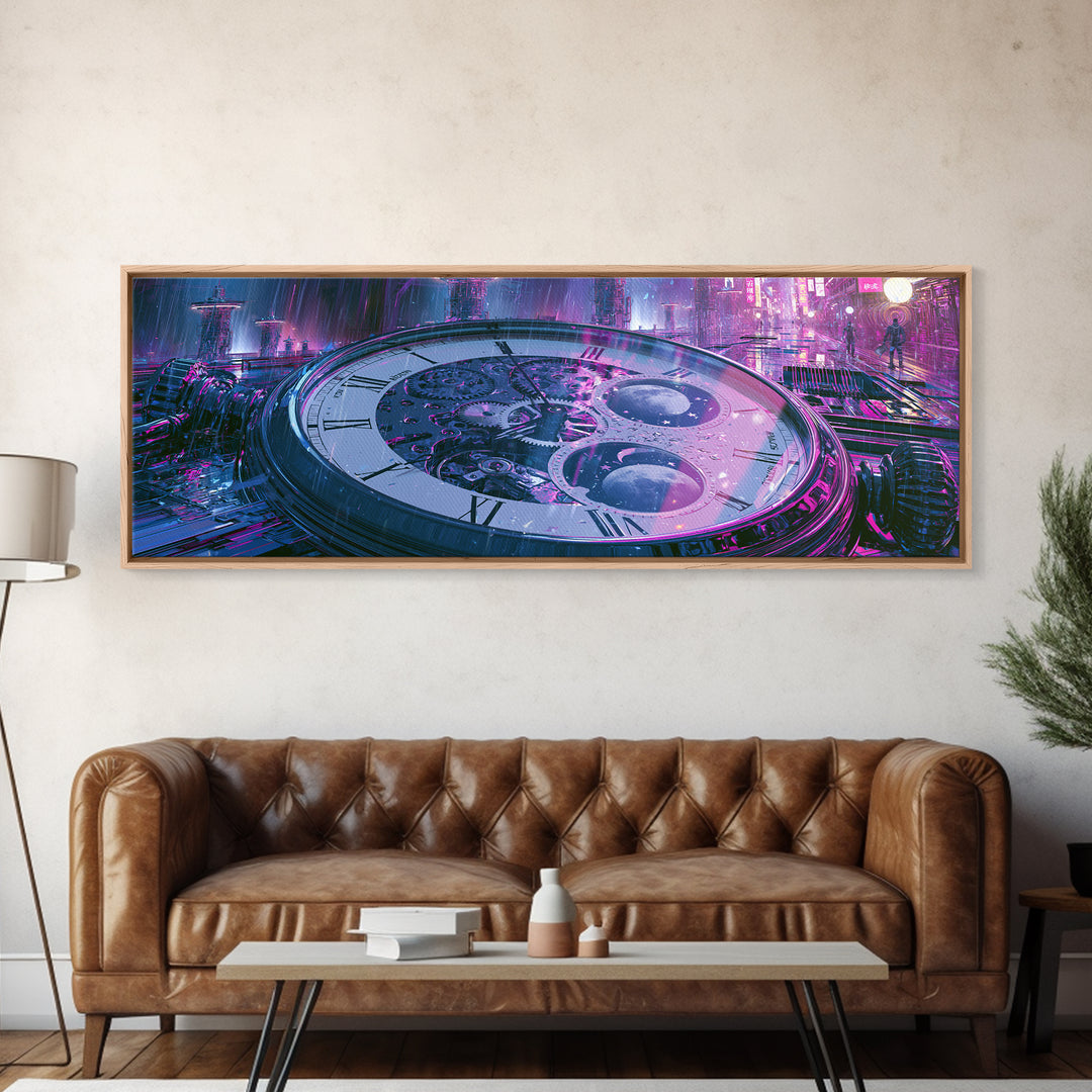 Gear Filled Pocket Watch Canvas Print, Steampunk Art, Textured Painting, Living Room Decor, Fine Art, Mechanic, Original Art, STE-3x1-96