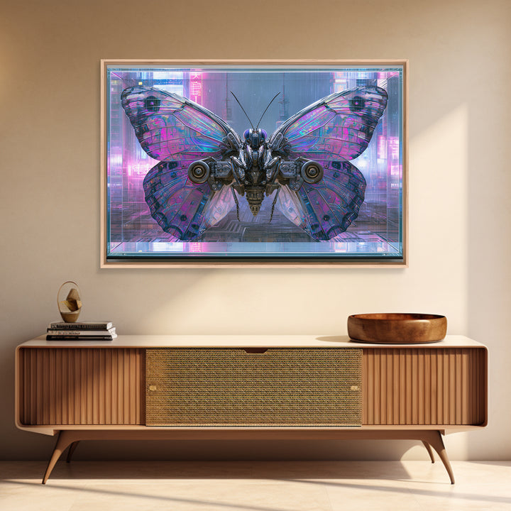 Mechanical Butterfly Specimen Framed Canvas Print, Steampunk Art, Digital Print, Living Room Decor, Fine Art, Mechanic, STE-3x2-18