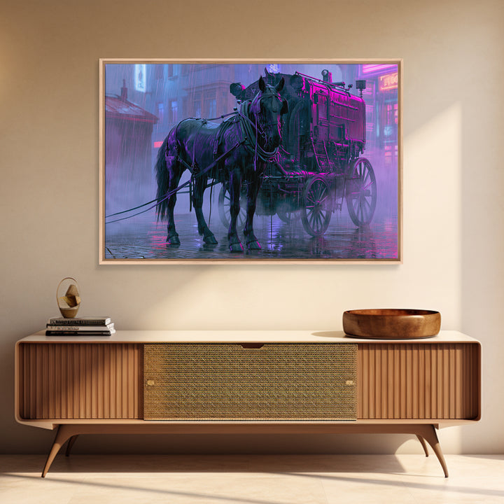 Steam Powered Horse Framed Canvas Print, Steampunk Art, Printable Art, Living Room Decor, Oil Painting, Mechanic, STE-3x2-91