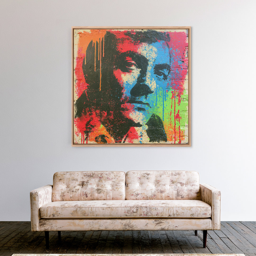 Bold Stencil Portrait Canvas Print, Street Art, Art Print, Living Room Decor, Oil Painting, Urban, Original Painting, STR-1x1-49