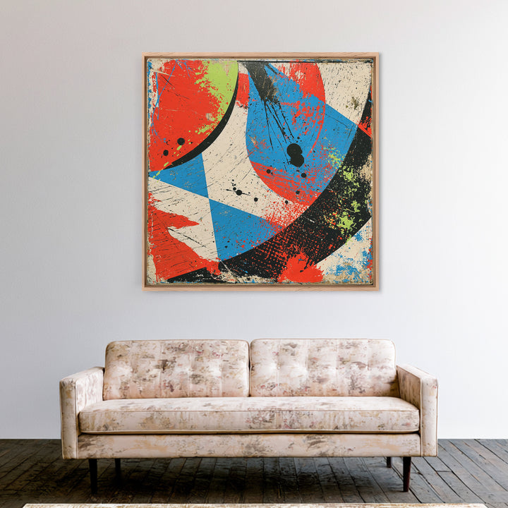Skate Ramp Pattern Framed Canvas Print, Street Art, Original Artwork, Living Room Decor, Fine Art, Urban, Textured Painting, STR-1x1-70