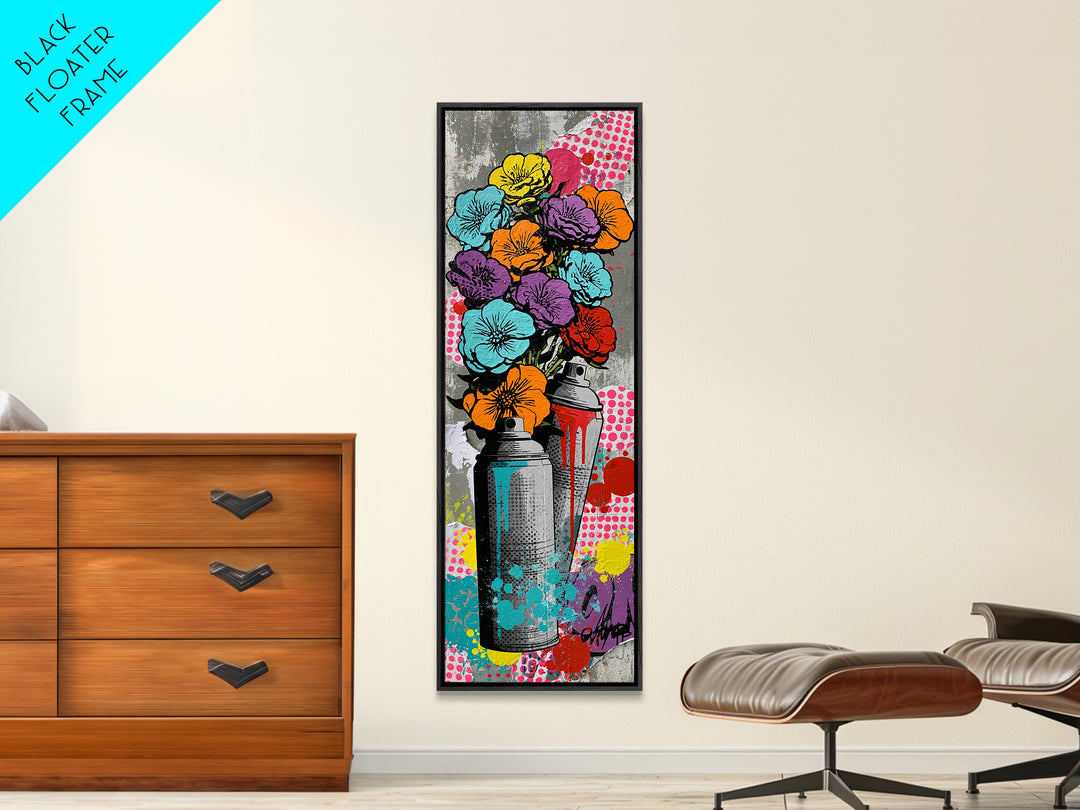 Spray Can Bouquet Canvas Print, Street Art, Anime Art, Living Room Decor, Abstract Art, Urban, Art Print, Textured Painting, STR-1x3-51
