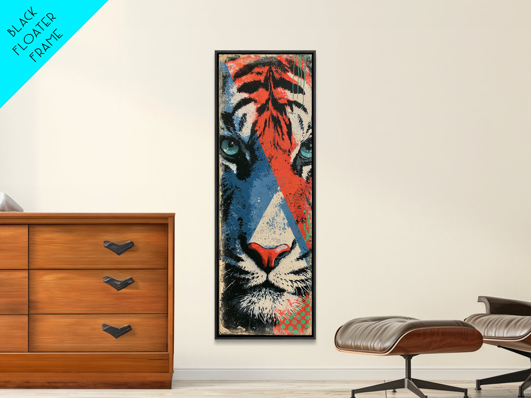 Spray Painted Tiger Face Canvas Print, Street Art, Modern Art, Living Room Decor, Oil Painting, Urban, Neutral Decor, STR-1x3-68