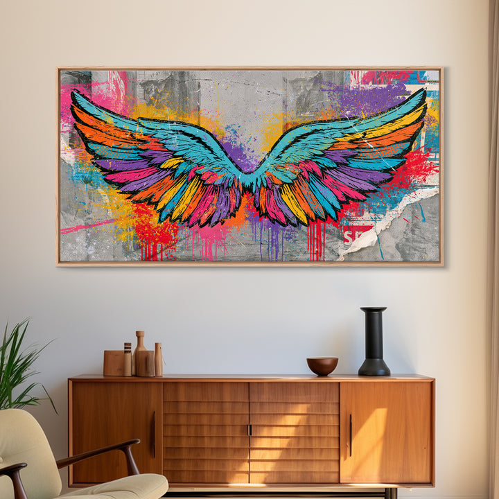 Graffiti Angel Wings Canvas Print, Street Art, Abstract Art, Living Room Decor, Fine Art, Urban, Anime Art, Original Artwork, STR-2x1-73
