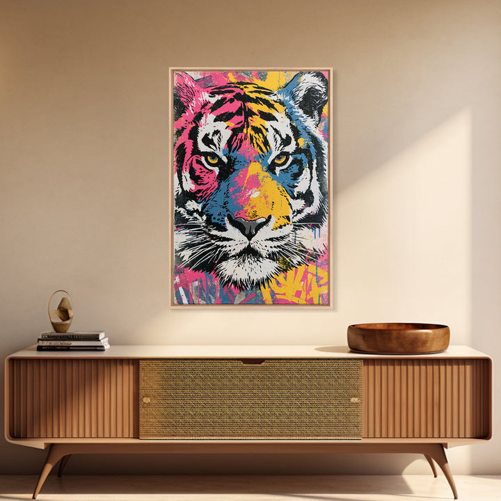 Spray Painted Tiger Face Canvas Print, Street Art, Gallery Decor, Living Room Decor, Fine Art, Urban, Wall Art, Home Decor, STR-2x3-16