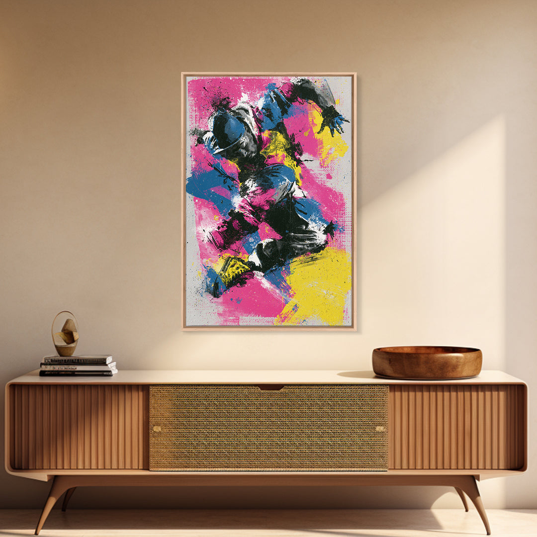 Breakdancer Frozen in Energetic Motion Canvas Print, Street Art, Art, Living Room Decor, Fine Art, Urban, Watercolor Painting, STR-2x3-50