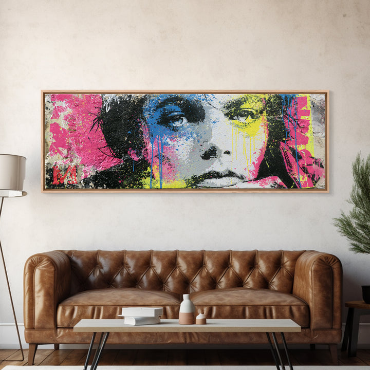 Bold Stencil Portrait Canvas Print, Street Art, Graffiti Art, Living Room Decor, Fine Art, Urban, Minimalist Decor, Wall Art, STR-3x1-41