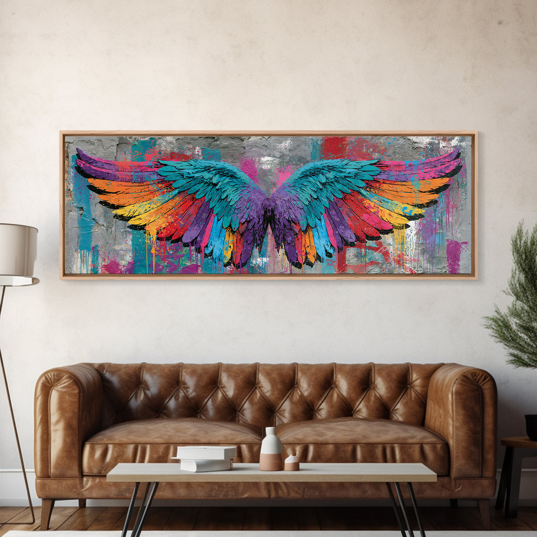 Graffiti Angel Wings Canvas Print, Street Art, Abstract, Living Room Decor, Fine Art, Urban, Luxury Decor, Art Print, STR-3x1-45