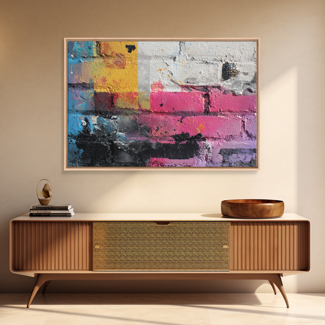 Brick Wall Texture Canvas Print, Street Art, Original Artwork, Living Room Decor, Fine Art, Urban, Textured Painting, STR-3x2-32