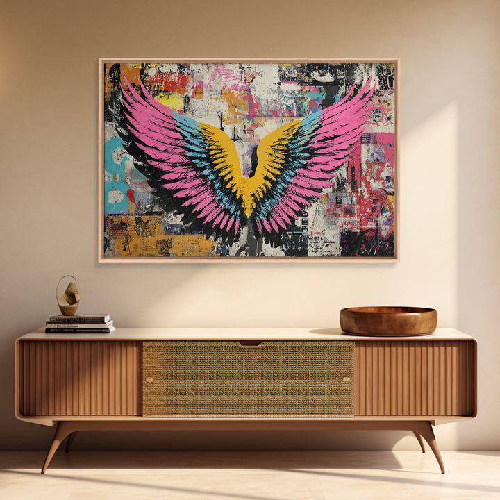 Graffiti Angel Wings Canvas Print, Street Art, Contemporary Art, Living Room Decor, Fine Art, Urban, Textured Painting, STR-3x2-57