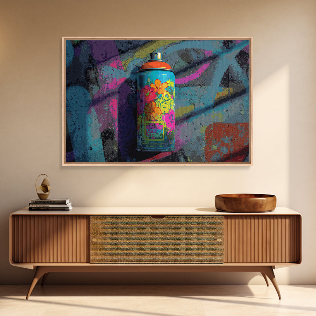 Spray Can Bouquet Canvas Print, Street Art, Living Room Decor, Watercolor Art, Urban, Bar Art, Canvas Painting, STR-3x2-67