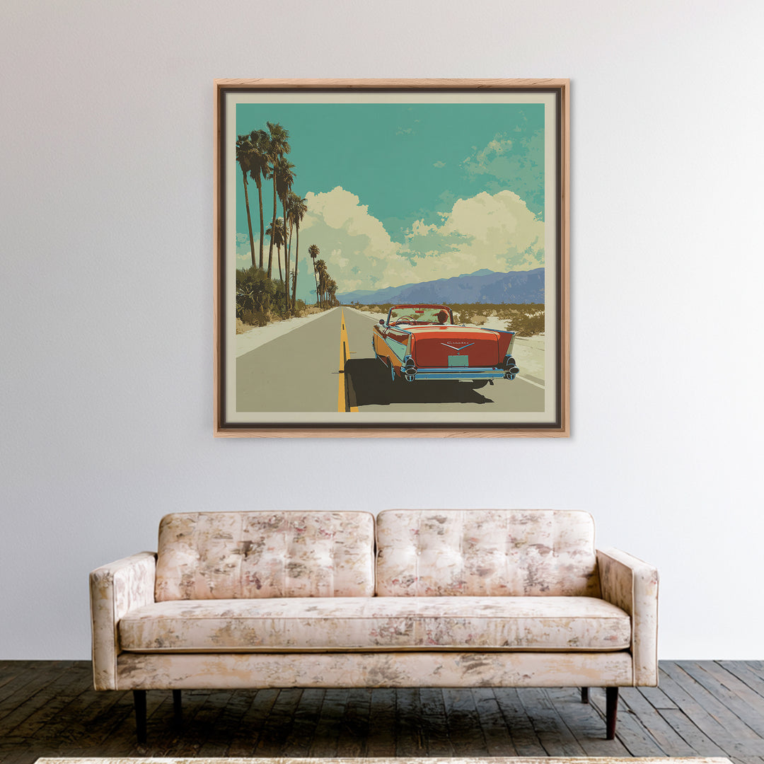 Route 66 Desert Road Framed Canvas Print, Travel Poster(2), Downloadable Prints, Living Room Decor, Watercolor Art, Voyage, TPO-1x1-39
