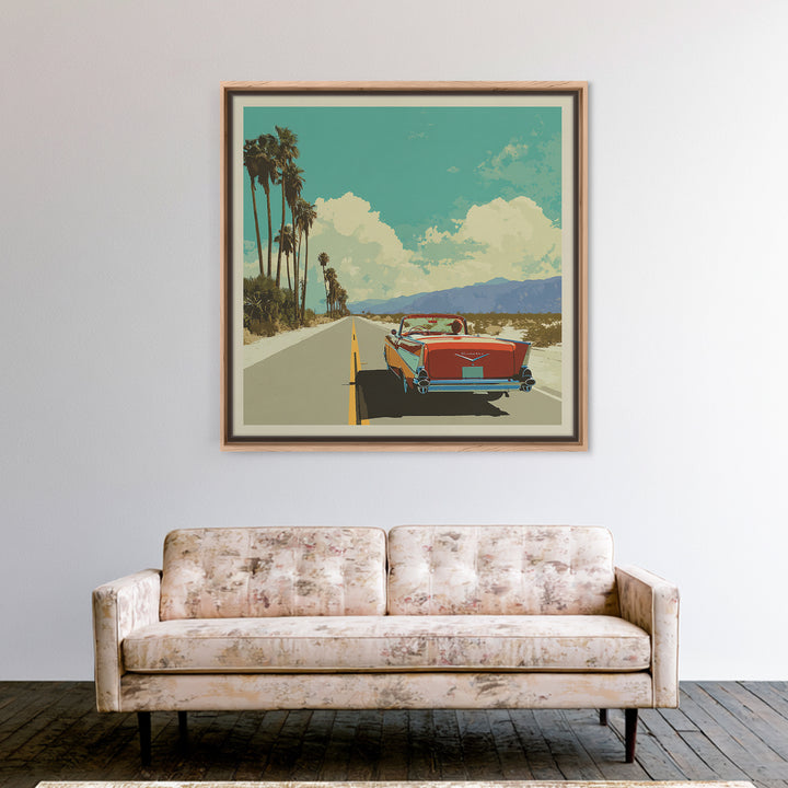 Route 66 Desert Road Framed Canvas Print, Travel Poster(2), Downloadable Prints, Living Room Decor, Watercolor Art, Voyage, TPO-1x1-39