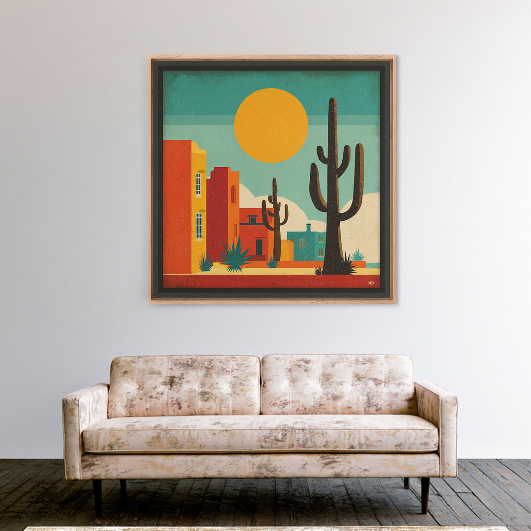 Mexico Cactus and Sun Travel Poster Canvas Print, Travel Poster(2), Wall Decor, Living Room Decor, Fine Art, Voyage, Wall Art, TPO-1x1-69
