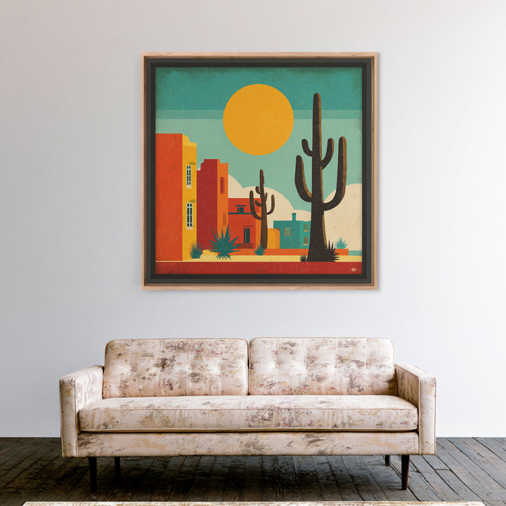 Mexico Cactus and Sun Travel Poster Canvas Print, Travel Poster(2), Wall Decor, Living Room Decor, Fine Art, Voyage, Wall Art, TPO-1x1-69