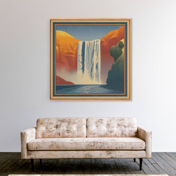 Iceland Waterfall and Northern Lights Canvas Print, Travel Poster(2), Neutral Decor, Living Room Decor, Fine Art, Voyage, TPO-1x1-86
