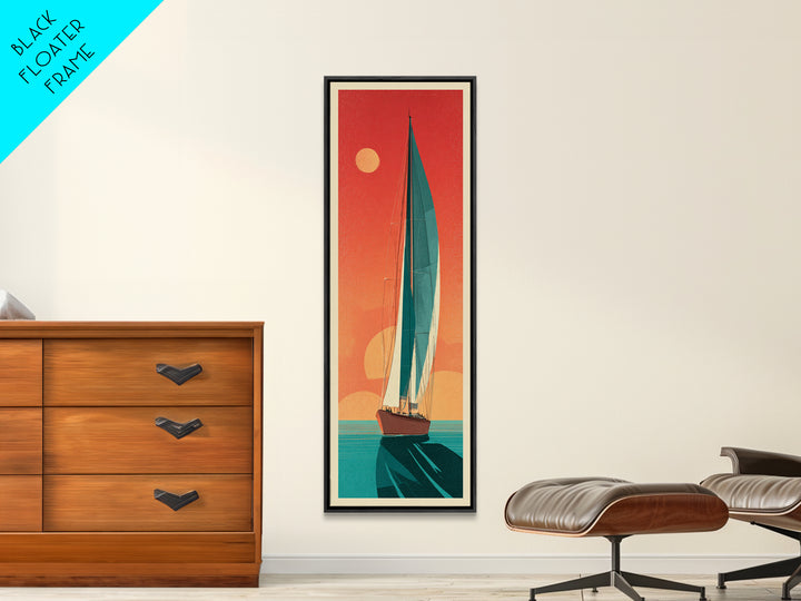 Greek Island Sailboat and Sun Poster Canvas Print, Travel Poster(2), Room Decor, Living Room Decor, Fine Art, Voyage, TPO-1x3-28