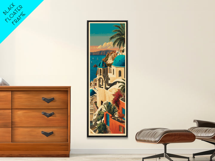 Santorini White Buildings and Cobalt Water Canvas Print, Travel Poster(2), Posters, Living Room Decor, Fine Art, Voyage, TPO-1x3-40