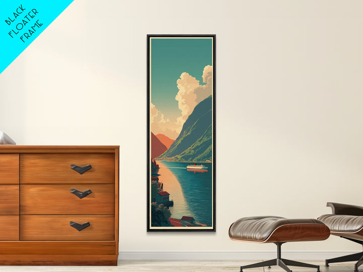 Norway Fjord Cruise Poster Framed Canvas Print, Travel Poster(2), Gallery Wall Set, Living Room Decor, Fine Art, Voyage, TPO-1x3-58