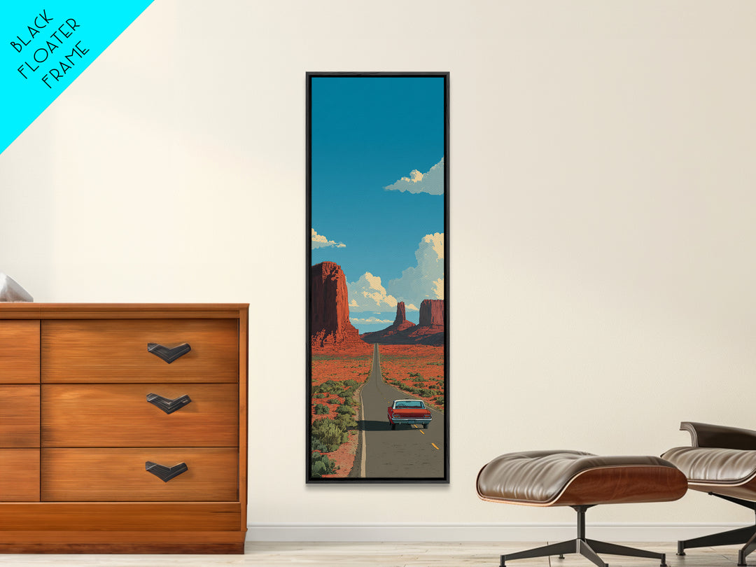 Route 66 Desert Road Canvas Print, Travel Poster(2), Travel Poster, Living Room Decor, Fine Art, Voyage, Textured Painting, TPO-1x3-99
