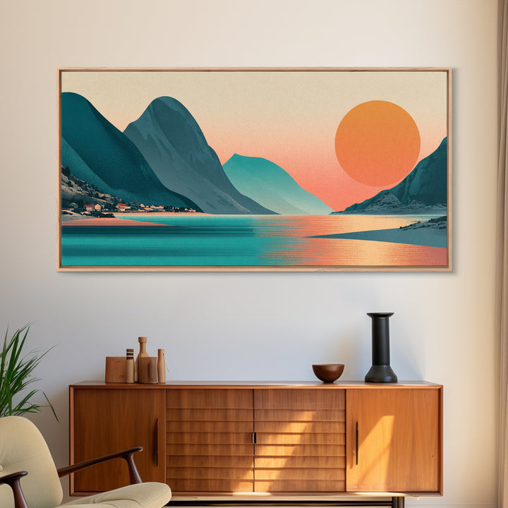 Norway Fjord Cruise Poster Framed Canvas Print, Travel Poster(2), Fine Art Print, Living Room Decor, Fine Art, Voyage, TPO-2x1-18