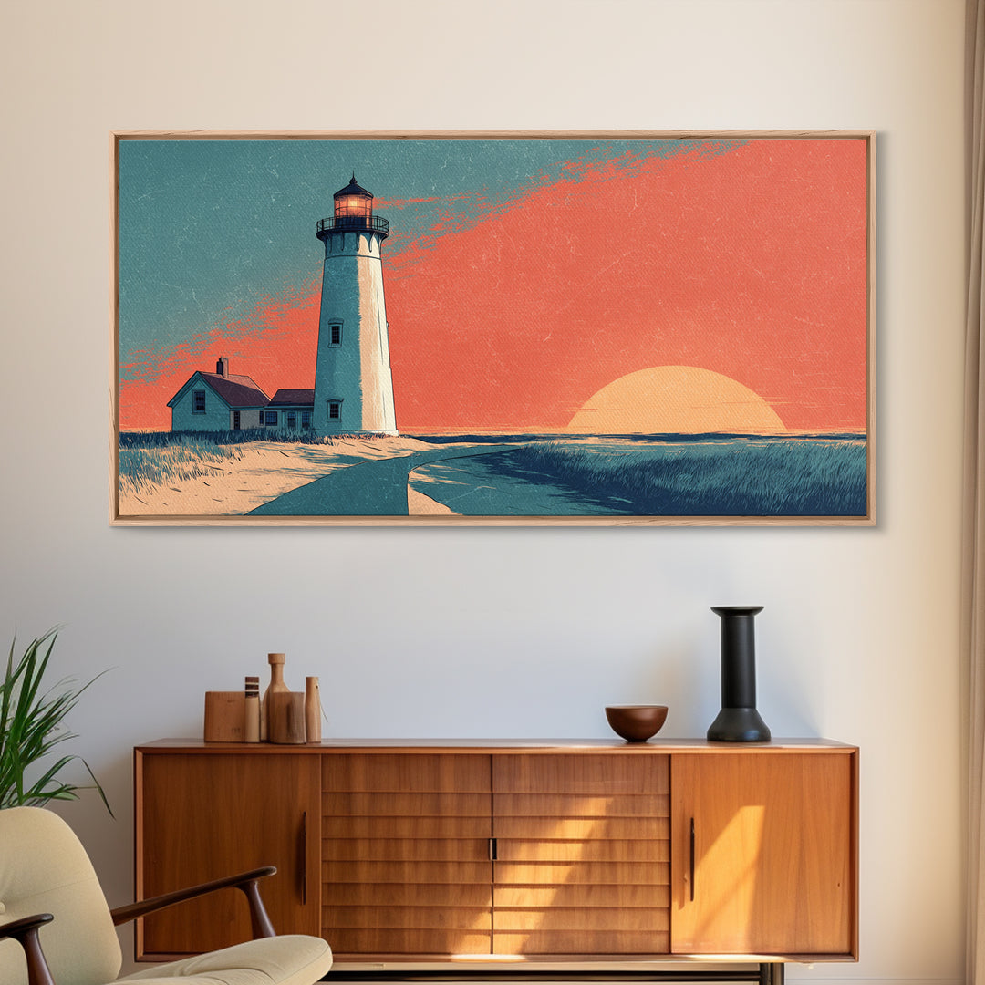 Cape Cod Lighthouse Summer Poster Canvas Print, Travel Poster(2), Room Decor, Living Room Decor, Fine Art, Voyage, Travel Gift, TPO-2x1-62