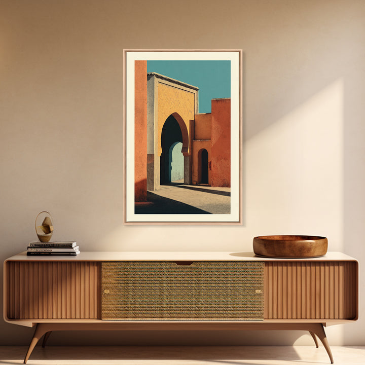 Marrakesh Arch and Tile Pattern Poster Framed Canvas Print, Travel Poster(2), Wall Art, Living Room Decor, Fine Art, Voyage, TPO-2x3-1