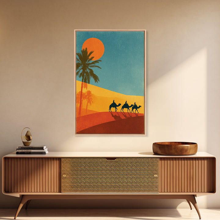 Moroccan Desert Caravan Travel Poster Canvas Print, Travel Poster(2), Gallery Decor, Living Room Decor, Oil Painting, Voyage, TPO-2x3-15